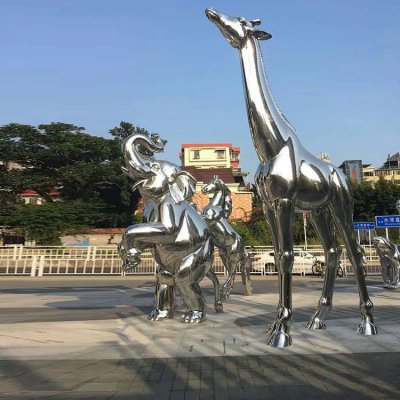 园林广场不锈钢抽象动物景观 