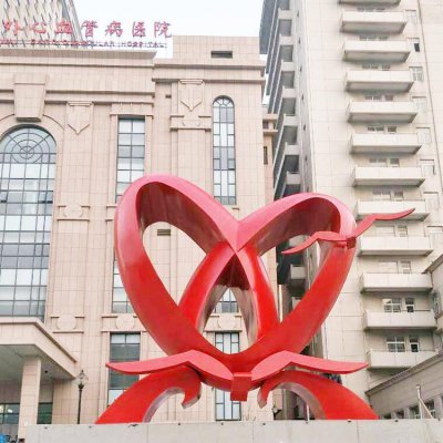 医院摆放不锈钢抽象不锈钢镂空爱心雕塑 爱心雕塑立体结构理念含义