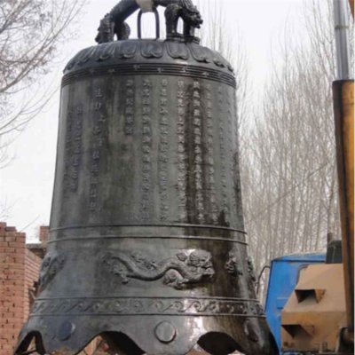 刻字浮雕龙纹景观寺庙大型祈福铜吊钟雕塑 铜钟雕塑钟馗历史制作款式