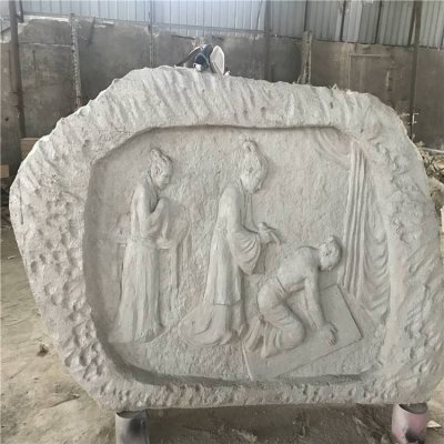 公园摆放玻璃钢放大理石浮雕寓言故事人物雕塑 