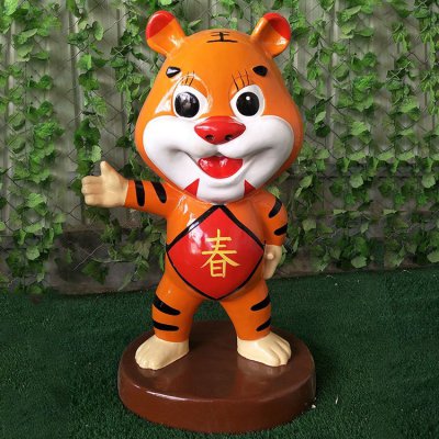 游乐园玻璃钢卡通小老虎雕塑 老虎雕塑石雕虎山景点景观