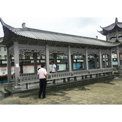 园林户外青石石雕乘凉休息中式青石长廊雕塑 长廊雕塑石雕宣传栏人物信息