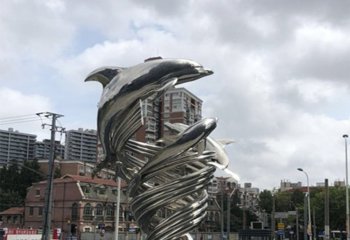不锈钢海豚喷泉雕塑