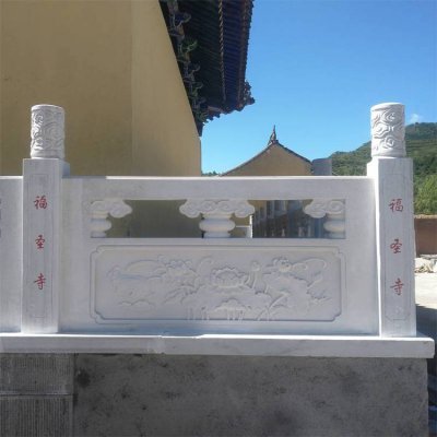 寺院台阶摆放汉白玉仿古防护栏杆 