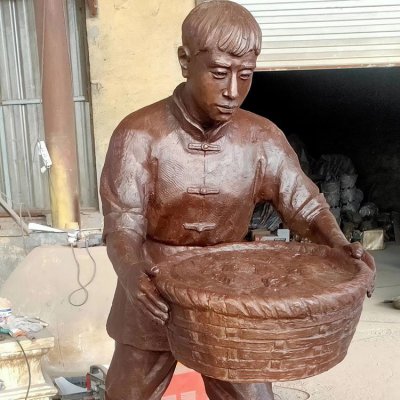 户外景区玻璃钢仿铜人物雕塑民俗小品 