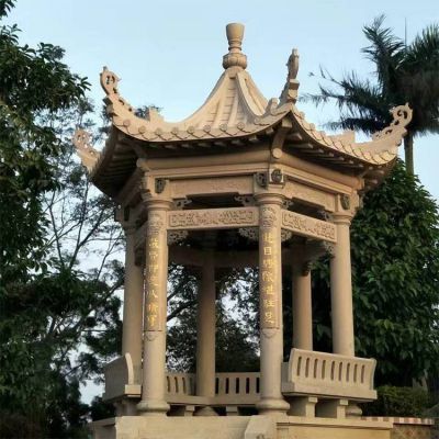 青石石雕园林户外景观中式浮雕中式凉亭雕塑 