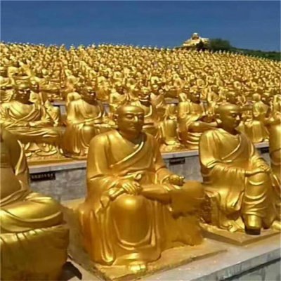 景区大型玻璃钢喷金漆500罗汉雕塑 罗汉雕塑铜雕小人物白石沈孝轩
