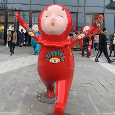 广场街道玻璃钢彩绘景观抽象人物公仔雕塑 