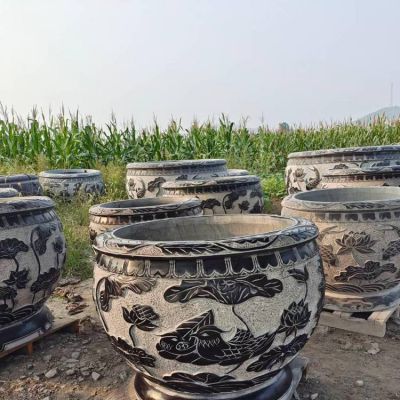户外景区青石石雕庭院家居摆件水缸雕塑 