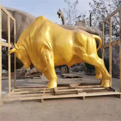 景点园林摆放玻璃钢仿铜华尔街牛动物雕塑 华尔街牛雕塑华尔街造价工厂