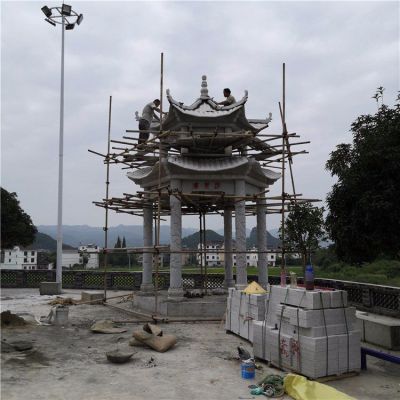 园林景观户外中式凉亭 凉亭雕塑厂家石凳靠背椅正方形