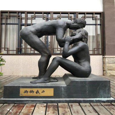 卿卿我我情侣人物铜雕 情侣雕塑石雕意义厂家标志性