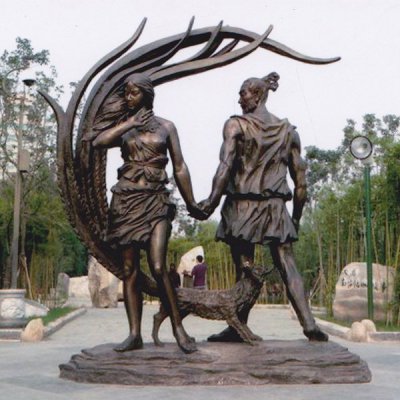 玻璃钢仿铜创意景观古代情景人物雕塑 