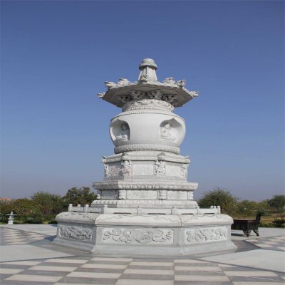 石雕佛塔汉白玉仿古舍利塔寺院定制石雕塔 