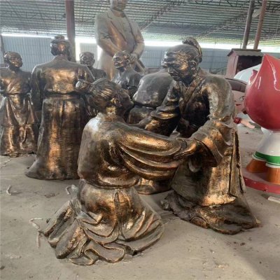 玻璃钢仿铜人物景观城市街道摆件 