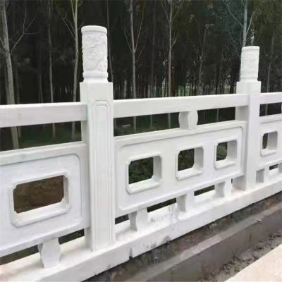 城市街道安装汉白玉雕刻镂空防护栏杆 