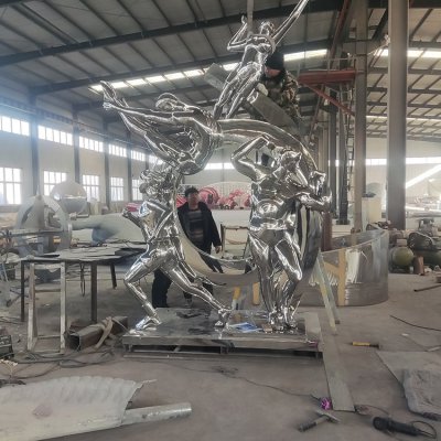 不锈钢金属创意景观运动竞技的抽象人物雕塑 