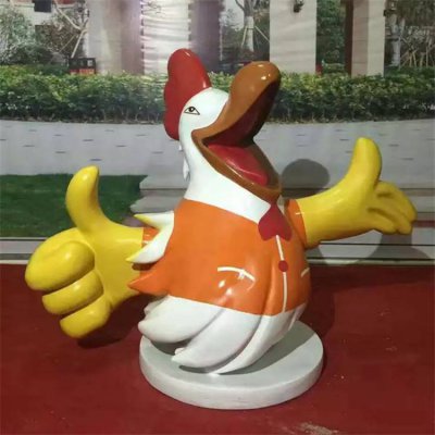 店铺摆放玻璃钢卡通公鸡小品雕塑 公鸡雕塑摆件遗址制造五彩