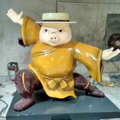 商场摆放玻璃钢卡通猪人物 