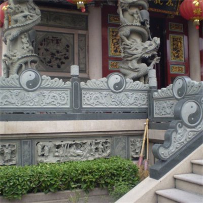 浮雕龙纹景区古代青石栏杆栏板雕塑 