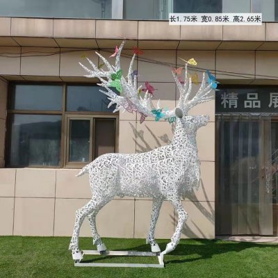 小区园林户外摆放镂空不锈钢鹿景观雕塑 