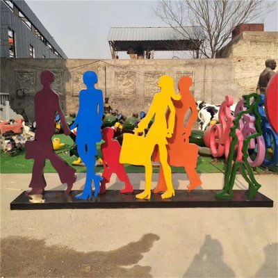 车站广场摆放不锈钢彩绘剪影行人旅客人物标识雕塑 标志雕塑铜雕图纸作品简介空港