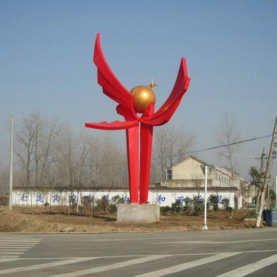 城市街道不锈钢大型景观标志雕塑