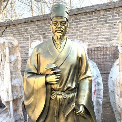 校园广场玻璃钢仿铜漆金古代名医来设置雕像 名医雕塑孙思中医园林医院