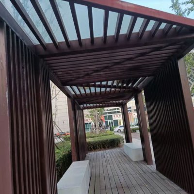 景区园林摆放玻璃钢长廊标识牌景观雕塑 长廊雕塑石雕六角美术造型