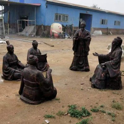 园林户外玻璃钢仿铜古代人物情景小品 