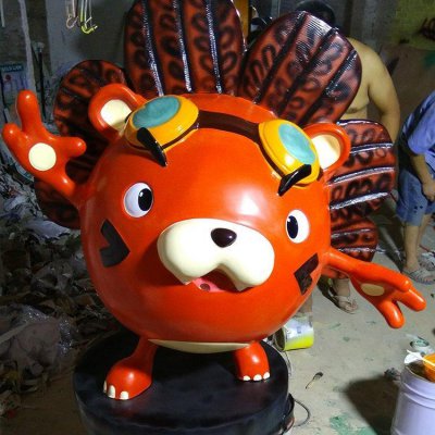 步行街玻璃钢彩绘仿铜园林美陈雕塑