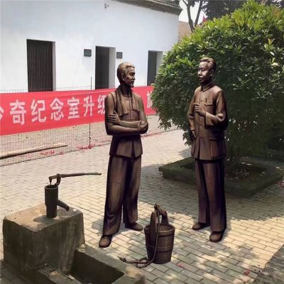 玻璃钢仿铜人像雕塑景区纪念馆美陈摆件 人物雕塑作品美观平台年代