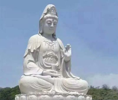 观音雕塑-景区户外大型汉白玉石雕观音雕塑 