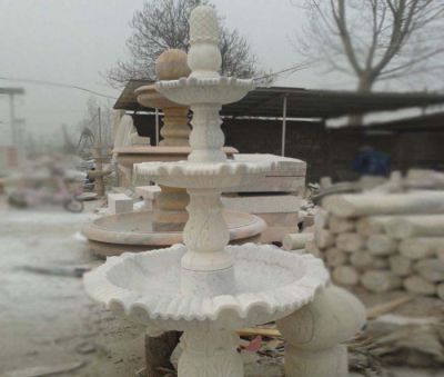 户外园林汉白玉三层流水喷泉雕塑 喷泉雕塑图片铸铜批发价标识