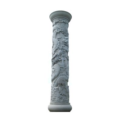 青石石雕寺庙景区大型浮雕石柱雕塑 