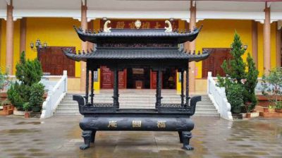 寺庙户外摆放铸铁宝顶长形香炉雕塑 香炉雕塑石雕价值墓地双层