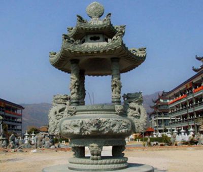 景区寺庙大型浮雕创意祈福香炉雕塑 香炉雕塑石雕龙主大德钱一台