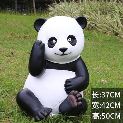 别墅小区摆放手挠头光面玻璃钢熊猫雕塑 熊猫雕塑大全软件音乐同志