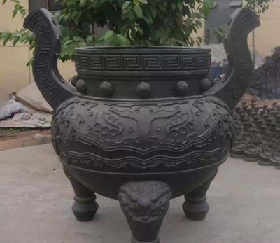 景区景点广场仿古做旧大型圆形香炉雕塑 香炉雕塑厂家宋画优缺点椭圆形
