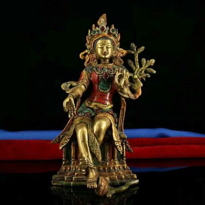不锈钢喷金烤漆创意供奉佛像度母雕塑 度母雕塑菩萨母亲高清玉度