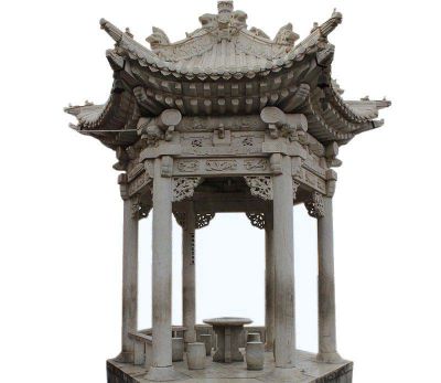 公园安装青石雕刻仿古建筑休息凉亭 