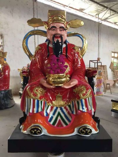 寺庙道观供奉大型玻璃钢彩绘财神雕塑 财神雕塑财神爷关公庙宇藏传