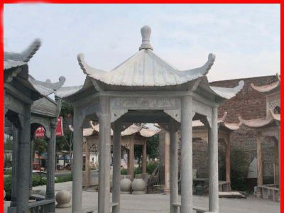 园林景观户外青石石雕凉亭雕塑 