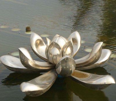 池塘水景不锈钢大型莲花雕塑 
