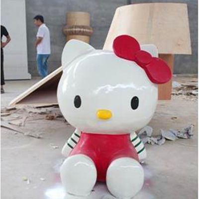 游乐场玻璃钢卡通kt猫公仔 
