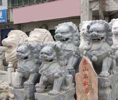陵园墓地门口大型辟邪神兽景观青石石雕狮子雕塑 狮子雕塑石雕乌鲁枕头山汉