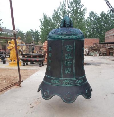 寺庙景观玻璃钢仿铜吊钟雕塑 铜钟雕塑广场鹤壁代表类型