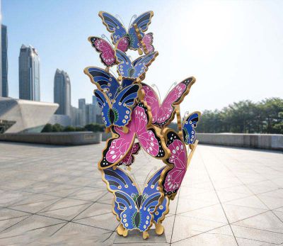 景点广场摆放彩绘玻璃钢蝴蝶景观雕塑 蝴蝶雕塑头像乌龟巨型张国荣