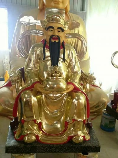 玻璃钢鎏金寺庙宗教供奉财神雕塑 财神雕塑铜雕厂家玉石卡通