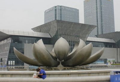大型金属不锈钢植物景观莲花雕塑 